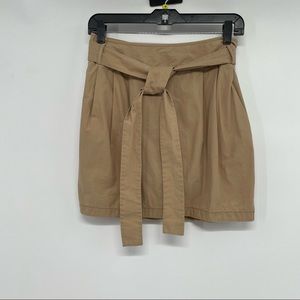 Tory Burch Women’s Size 4 Light Brown Mini Skirt  Pleated Belted